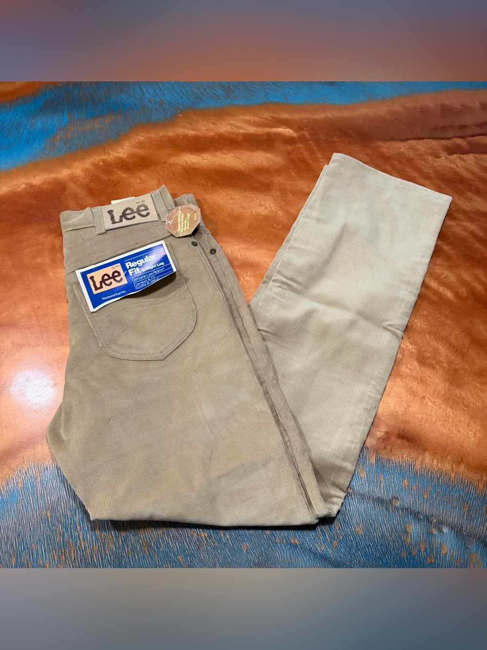 Vintage Lee Ultra Cord Regular Fit Tan Corduroy Staright Leg Pants Made in USA